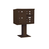 3400 Horizontal Series 5-Compartment 1-Parcel Locker Pedestal Mount Mailbox - Super Arbor