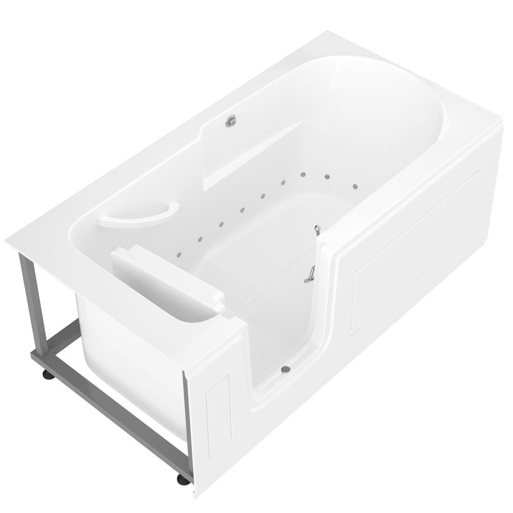 HD Series 30 in. x 60 in. Left Drain Step-In Walk-In Air Tub in White - Super Arbor