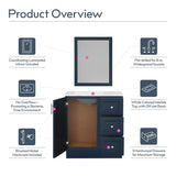 Style Selections Davies 30-in Navy Single Sink Bathroom Vanity with White Cultured Marble Top (Mirror Included)