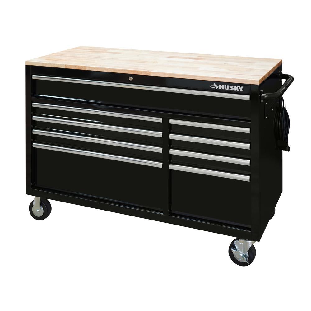 52 in. 9-Drawer Mobile Workbench in Gloss Blue - Super Arbor