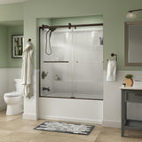 Simplicity 60 x 58-3/4 in. Frameless Contemporary Sliding Bathtub Door in Nickel with Clear Glass - Super Arbor