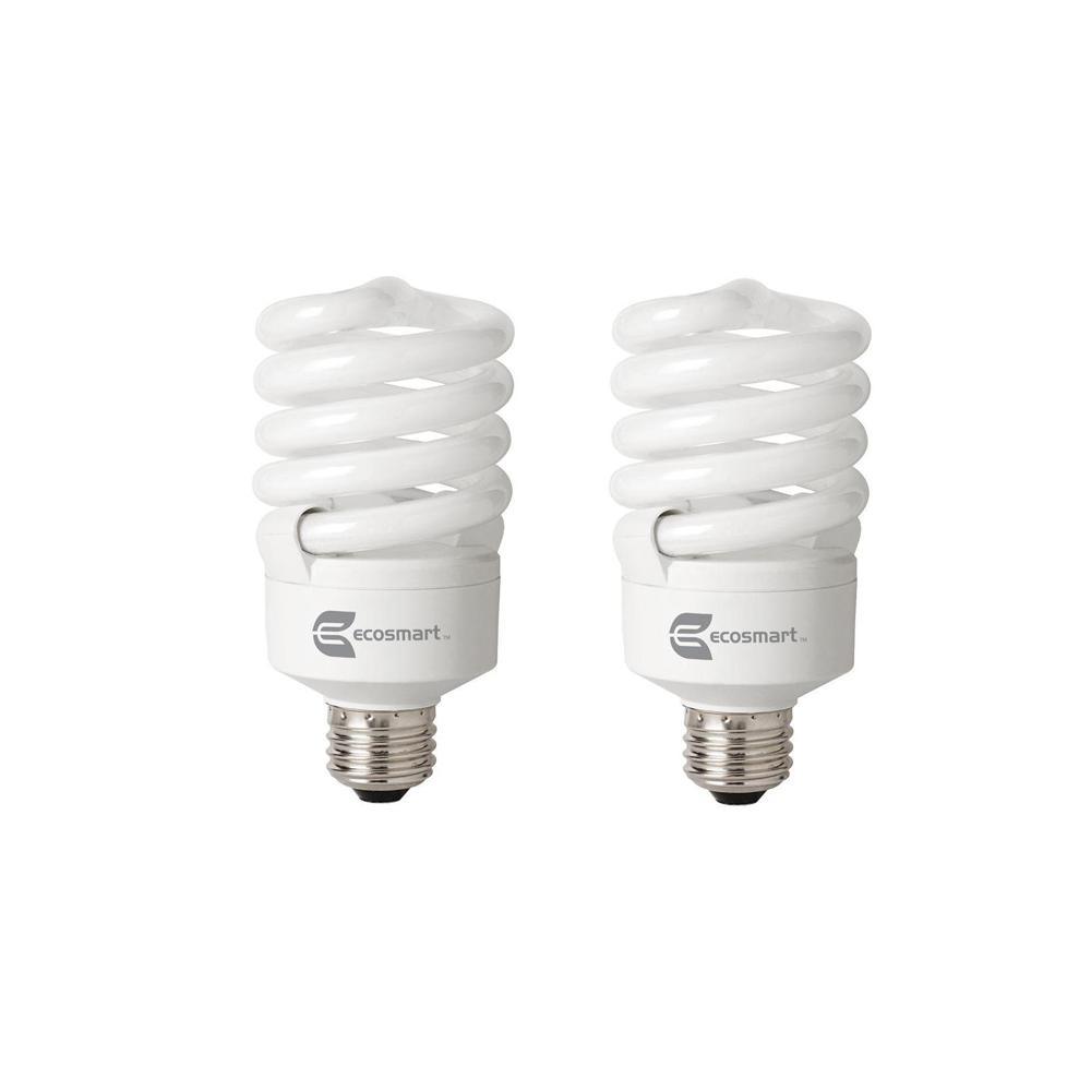 100-Watt Equivalent A19 Spiral Dimmable TruDim CFL Light Bulb Daylight (6500K) (2-Pack) - Super Arbor