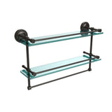 22 in. L  x 12 in. H  x 5 in. W 2-Tier Clear Glass Bathroom Shelf with Towel Bar in Polished Chrome - Super Arbor