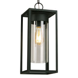 Walker Hill 7.36 in. W x 17.63 in. H 1-Light Matte Black Outdoor Hanging Pendant Light with Clear Glass