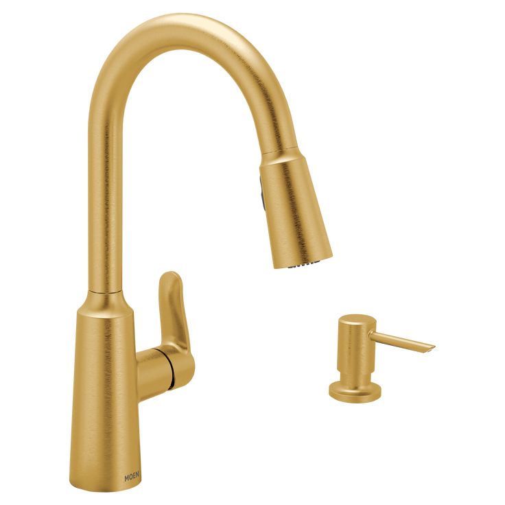 Moen Edwyn Spot Resist Stainless 1-Handle Deck Mount Pull-Down Handle/Lever Commercial/Residential Kitchen Faucet (Deck Plate Included)