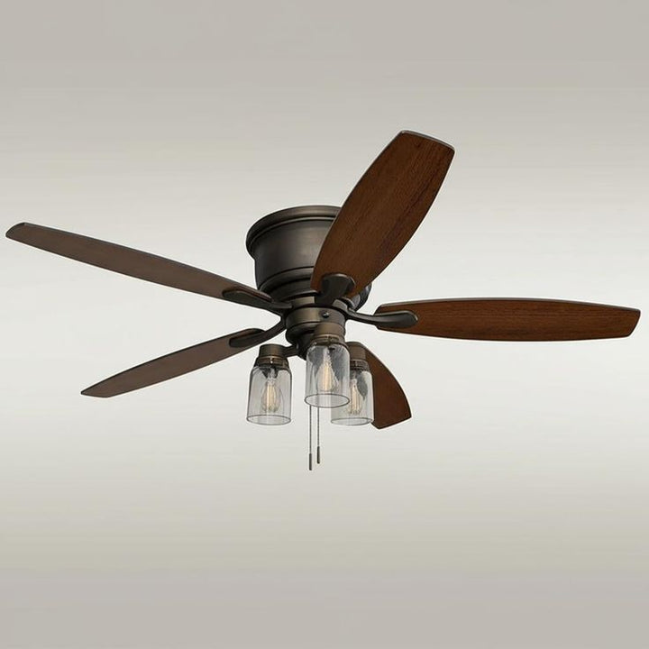 Hampton Bay Stoneridge 52 in. LED Indoor/Outdoor Bronze Hugger Ceiling Fan with Light Kit