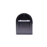 Boulder Post Mount Mailbox Black with Premium Silver Handle and Silver Flag - Super Arbor