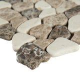 MSI Mix Marble Pebbles 11.42 in. x 11.42 in. x 10mm Textured Marble Mesh-Mounted Mosaic Tile (9.1 sq. ft. / case)