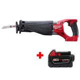 M18 FUEL 18-Volt Lithium-Ion Brushless Cordless SAWZALL Reciprocating Saw with M18 5.0Ah Battery - Super Arbor