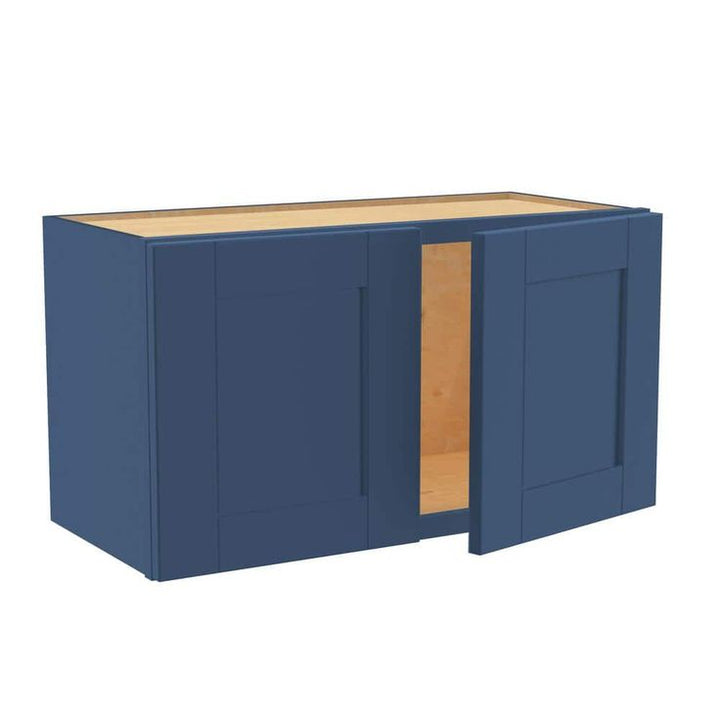 Home Decorators Collection Washington Vessel Blue Plywood Shaker Assembled Wall Kitchen Cabinet Soft Close 27 W in. 12 D in. 15 in. H