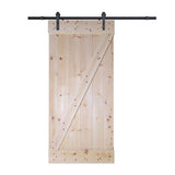 30 in. x 84 in. Z-Bar Wood Sliding Barn Door with Sliding Door Hardware Kit - Super Arbor