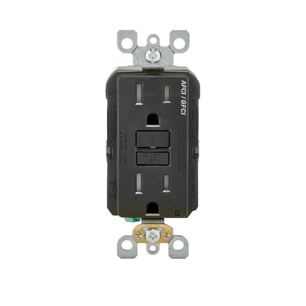 15 Amp 125-Volt Duplex Self-Test SmartlockPro Tamper Resistant AFCI/GFCI Dual Function Outlet, White - Super Arbor