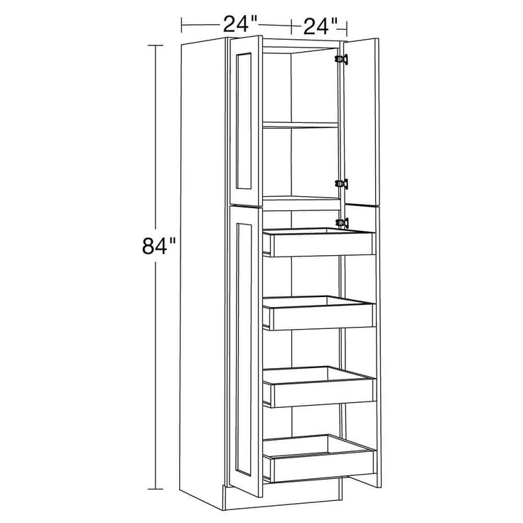 Home Decorators Collection Newport 24 in. W x 24 in. D x 84 in. H Assembled Plywood Pantry Kitchen Cabinet in Deep Onyx with 4ROT Soft Close