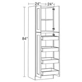 Home Decorators Collection Newport 24 in. W x 24 in. D x 84 in. H Assembled Plywood Pantry Kitchen Cabinet in Deep Onyx with 4ROT Soft Close