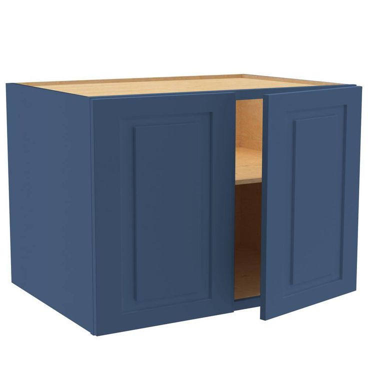 Home Decorators Collection Grayson 33 in. W x 24 in. D x 24 in. H Assembled Plywood Wall Bridge Kitchen Cabinet in Mythic Blue with Soft Close
