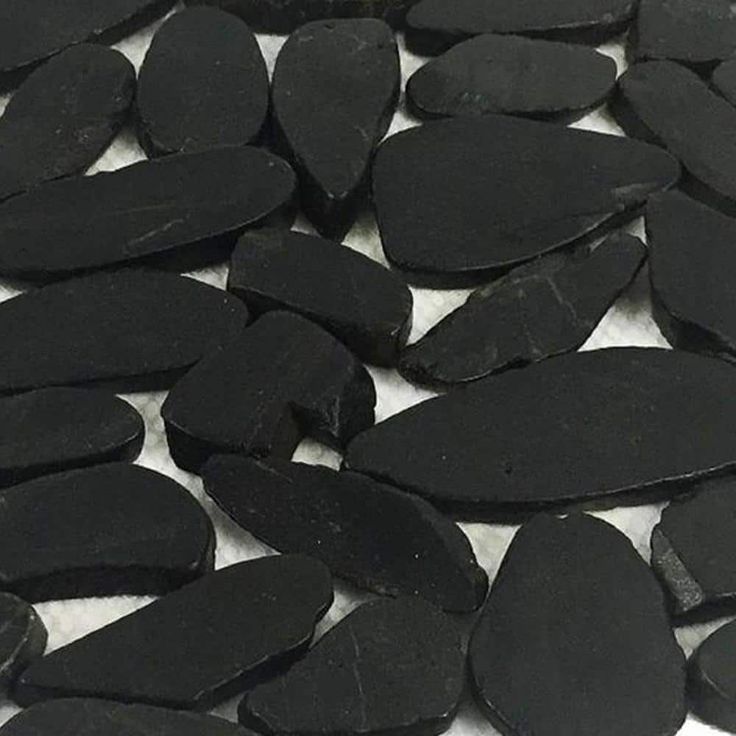 Rain Forest 12 in. x 12 in. Black Sliced High-Polish Pebble Stone Floor and Wall Tile (5.0 sq. ft. / case)
