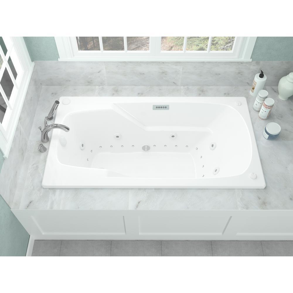 Coral Diamond Series 6 ft. Left Drain Rectangular Drop-in Whirlpool and Air Bath Tub in White - Super Arbor