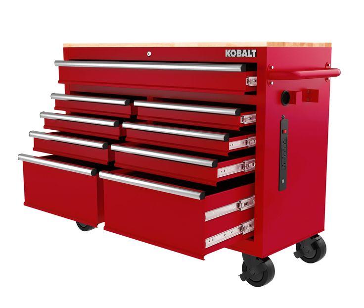 Kobalt 46.1-in L x 37.2-in H 9-Drawers Rolling Red Wood Work Bench