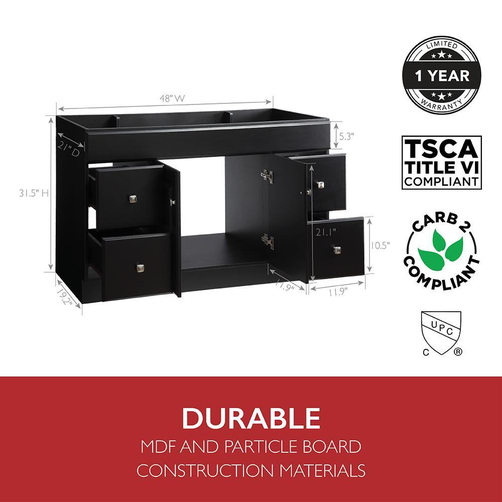 Wyndham 48 in. W x 21 in. D Ready to Assemble Bath Vanity Cabinet Only in Espresso