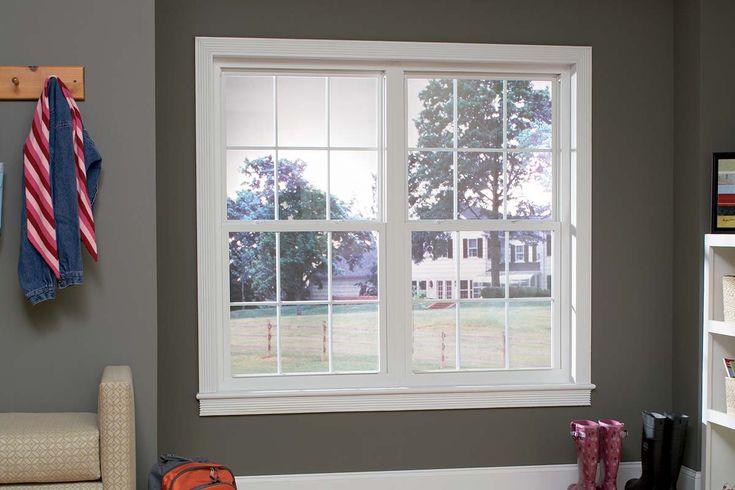 RELIABILT 105 Series New Construction 35-1/2-in x 51-1/2-in x 2-5/8-in Jamb White Vinyl Low-e Argon Single Hung Window with Grids Half Screen Included