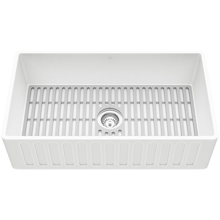 Matte Stone White Composite 33 in. Single Bowl Farmhouse Apron-Front Kitchen Sink Set with Strainer and Silicone Grid