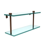 16 in. L x 8 in. H x 5 in. W 2-Tier Clear Glass Vanity Bathroom Shelf in Satin Brass - Super Arbor