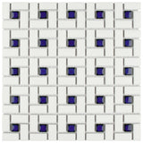 Merola Tile Spiral Blue and White 12-1/2 in. x 12-1/2 in. x 6 mm Porcelain Mosaic Tile (11.07 sq. ft. / case)