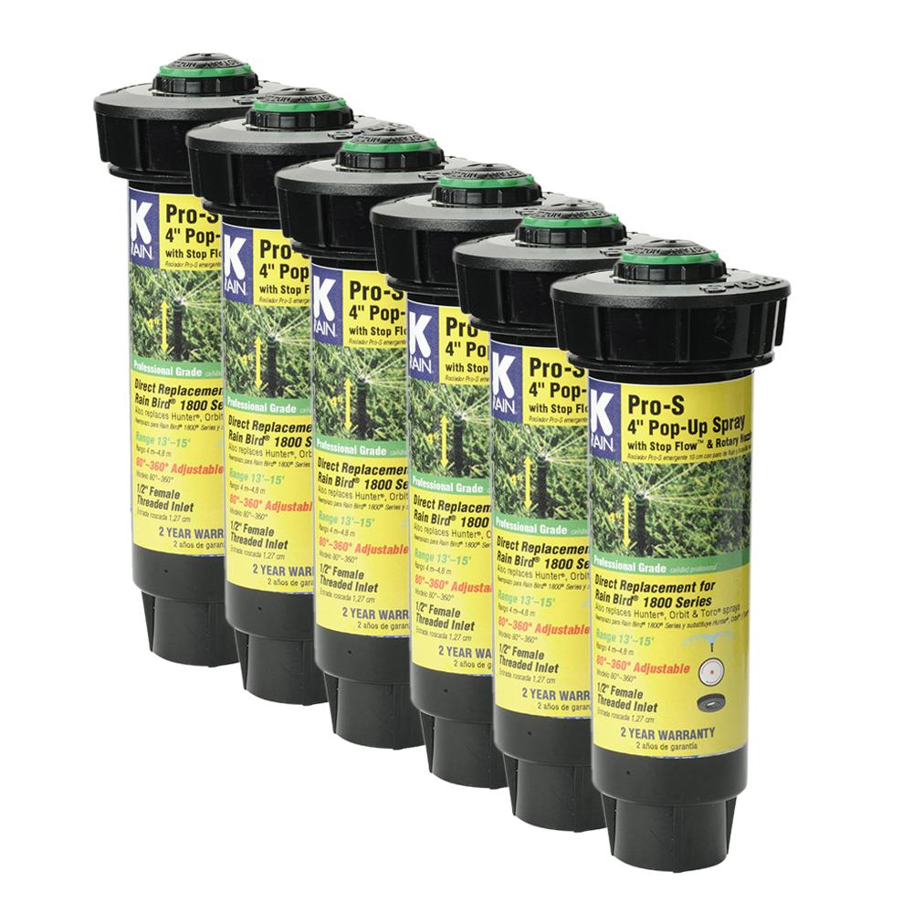 Pro-S 4 in. Spray 15 ft. Adjustable Rotary Nozzle with Stop Flow (6-Pack) - Super Arbor