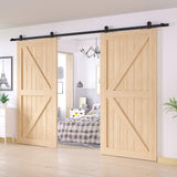 9 ft. /108 in. Top Mount Sliding Barn Door Hardware Track Kit for Double Doors with Non-Routed Floor Guide - Super Arbor
