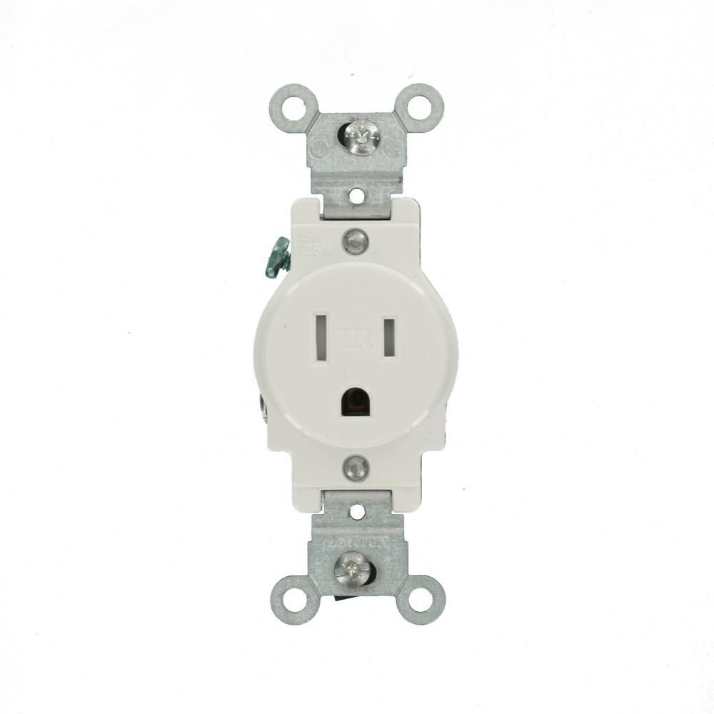 15 Amp Commercial Grade Tamper Resistant Single Outlet, White - Super Arbor