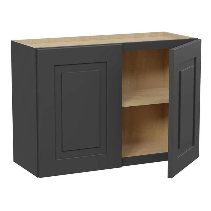 Home Decorators Collection Grayson 36 in. W x 12 in. D x 24 in. H Assembled Plywood Wall Bridge Kitchen Cabinet in Deep Onyx with Soft Close