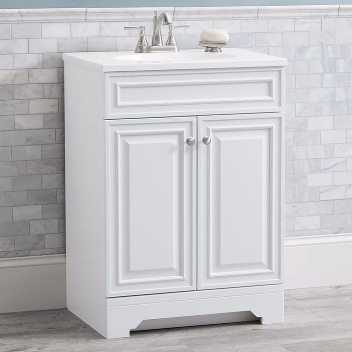 Style Selections Kerrington 24-in White Single Sink Bathroom Vanity with White Cultured Marble Top