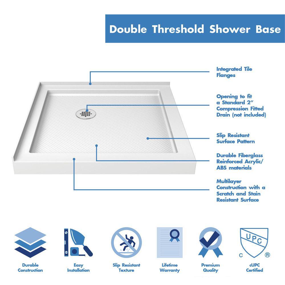 Flex 36 in. W x 36 in. D x 74.75 in. Corner Framed Pivot Shower Enclosure in Brushed Nickel with White Acrylic Base - Super Arbor