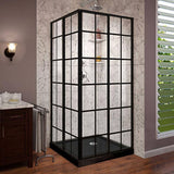 DreamLine French Corner 36 in. W x 36 in. D x 74.75 in. H Framed Shower Enclosure and Shower Base Kit in Matte Black