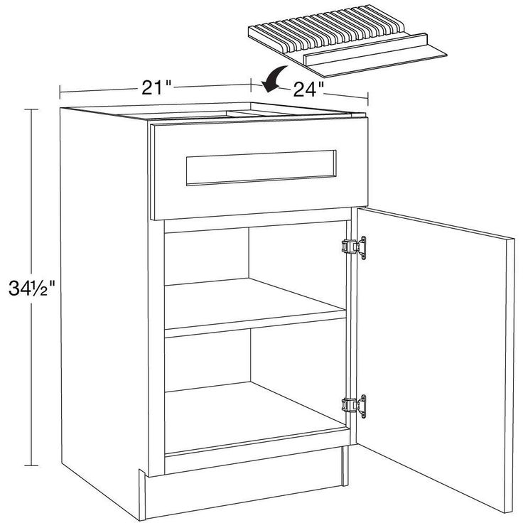 Newport 21 in. W x 24 in. D x 34.5 in. H Assembled Plywood Base Kitchen Cabinet in Pacific White with Knife Block RH