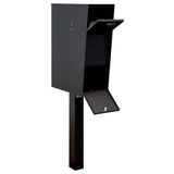 Vacation Black Post Mounted Locking Mailbox - Super Arbor