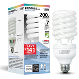 150-Watt Equivalent T4 Spiral Non-Dimmable E26 Base Compact Fluorescent CFL Light Bulb, Daylight 6500K - Super Arbor
