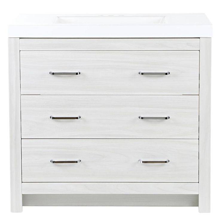 Woodbrook 31 in. W x 19 in. D Bath Vanity in White Washed Oak with Cultured Marble Vanity Top in White with White Sink