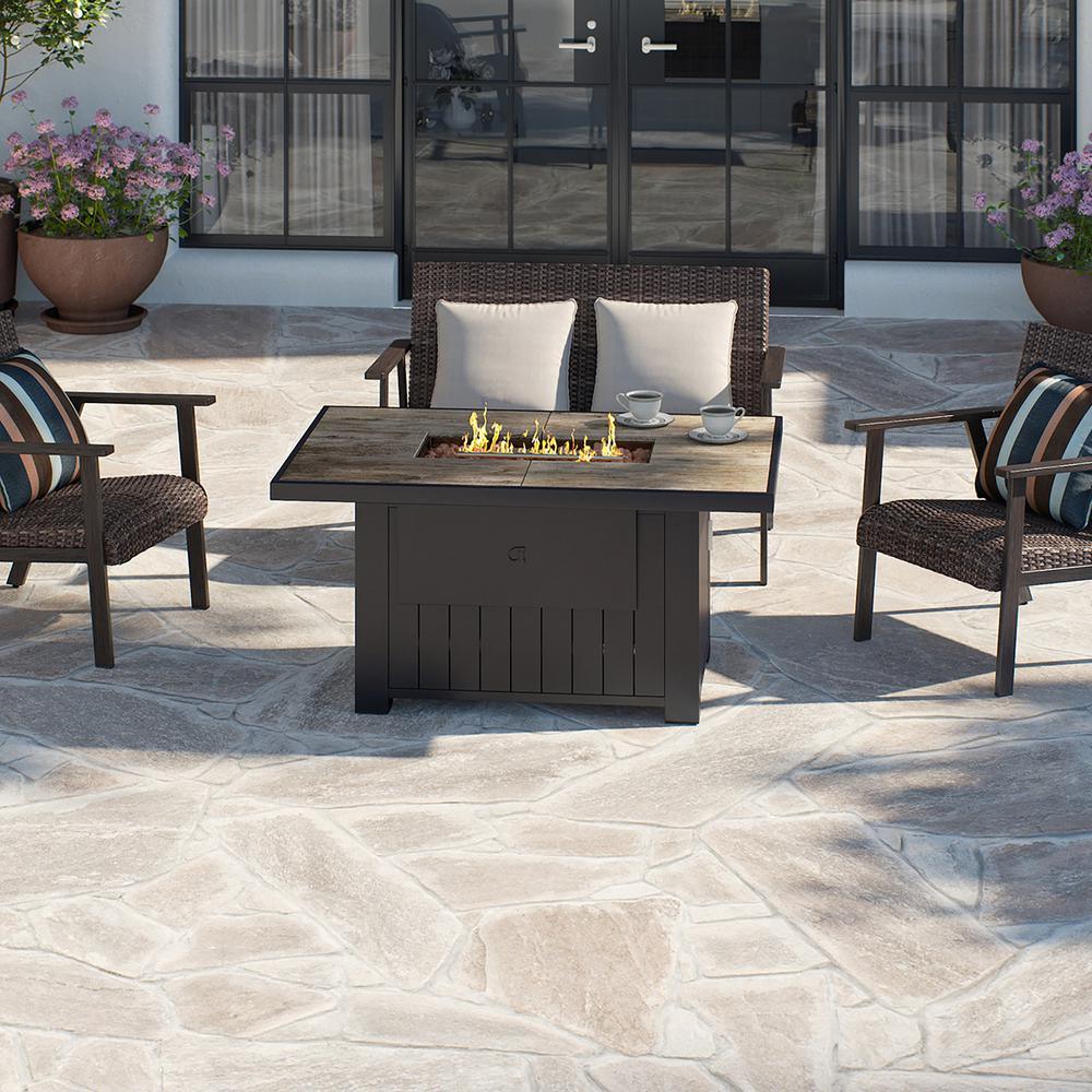 Belize 51 in. W x 25 in. H Rectangle Aluminum Liquid Propane Fire Pit in Dark Brown