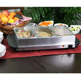 1.5 L Stainless Steel Warming Tray with 3 Crocks