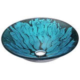 Key Series Deco-Glass Vessel Sink in Lustrous Blue and Black with Enti Faucet in Chrome - Super Arbor