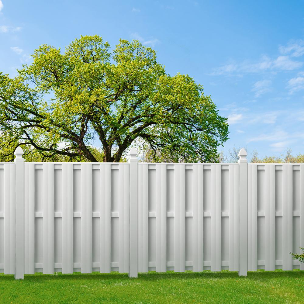 Palatine 6 ft. H x 6 ft. W White Vinyl Shadowbox Fence Panel - Unassembled - Super Arbor