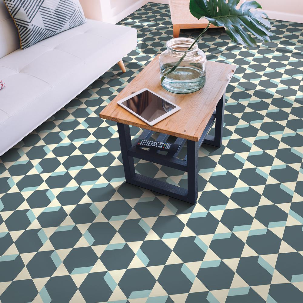 IVC Madison Avenue Blue and Grey Residential Vinyl Sheet, Sold by 13.2 ft. Wide x Custom Length - Super Arbor