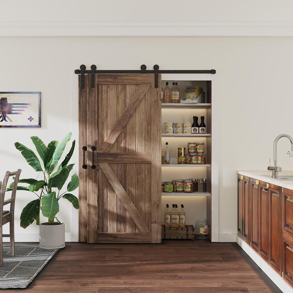 6.6 ft./79.2 in. Single Track Bypass Sliding Barn Door Hardware Kit for Double Doors Low Ceiling - Super Arbor