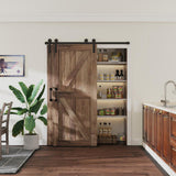 6.6 ft./79.2 in. Single Track Bypass Sliding Barn Door Hardware Kit for Double Doors Low Ceiling - Super Arbor