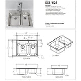 Cantrio Deck Mounted Drop-in Stainless Steel 27.25 in. 1-Hole Double Bowl Kitchen Sink - Super Arbor
