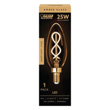 Feit Electric 25-Watt Equivalent B10 Dim Candelabra Amber Glass Vintage Edison LED Light Bulb with Spiral Filament Warm White (4-Pack)