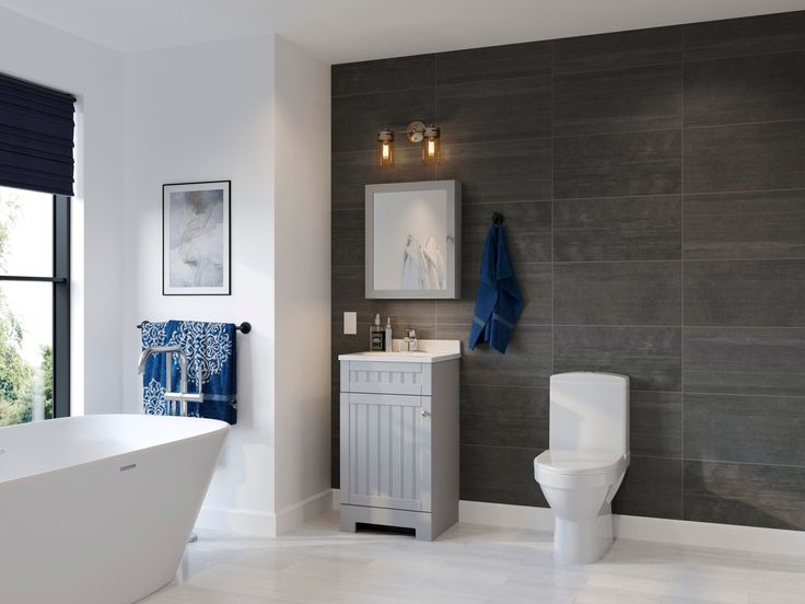 Style Selections Ellenbee 18-in Gray Single Sink Bathroom Vanity with White Cultured Marble Top
