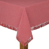 Homespun Fringed 60 in. x 102 in. Red 100% Cotton Tablecloth