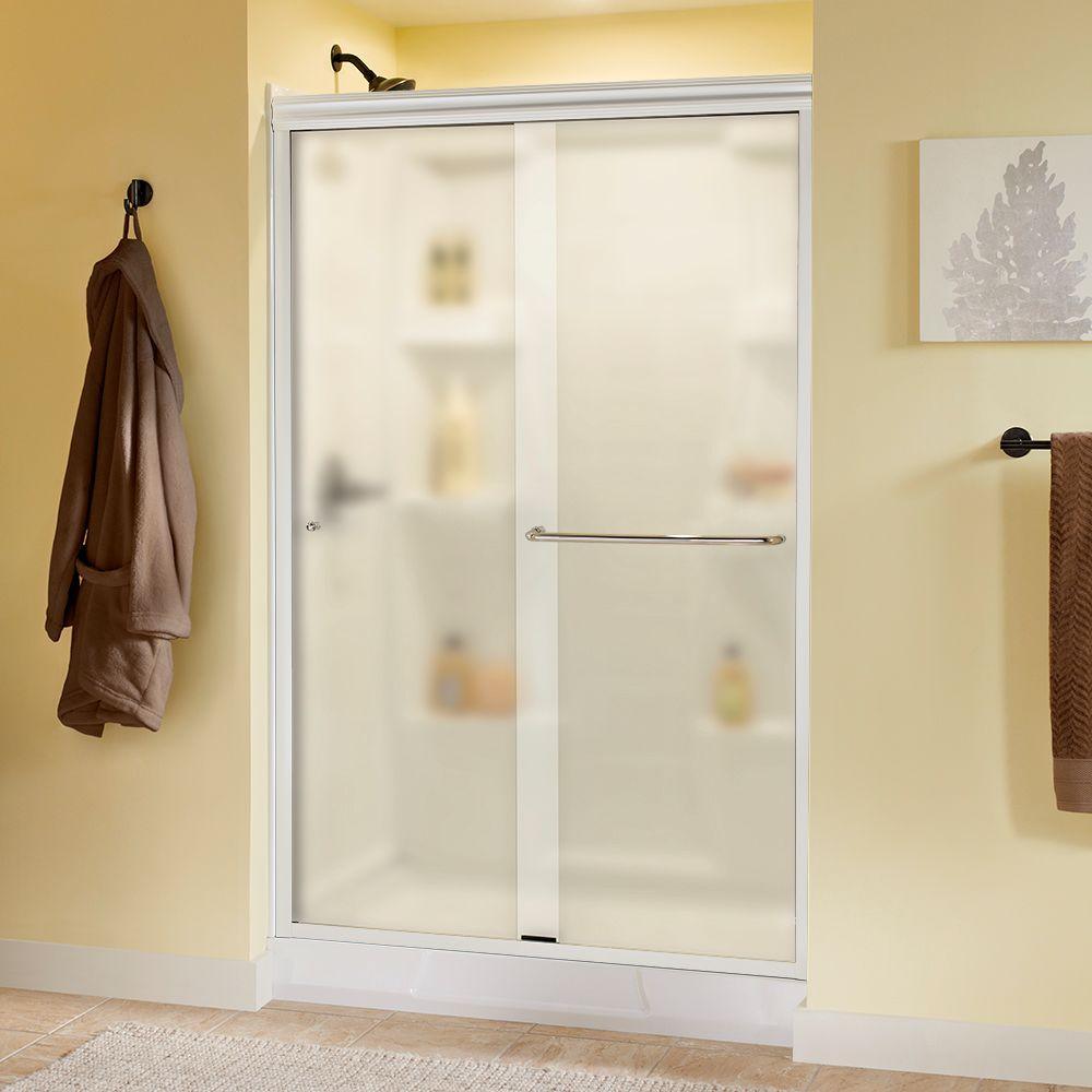 Simplicity 48 in. x 70 in. Semi-Frameless Traditional Sliding Shower Door in Bronze with Niebla Glass - Super Arbor